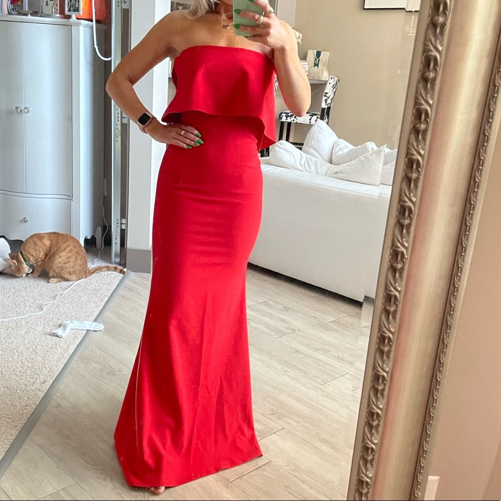 Revolve Likely Red Strapless Gown